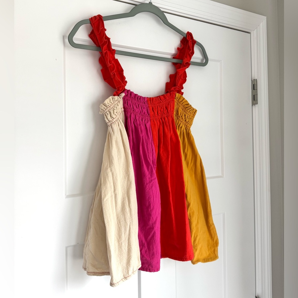 Bibi colorblock, striped tank with ruffle straps
